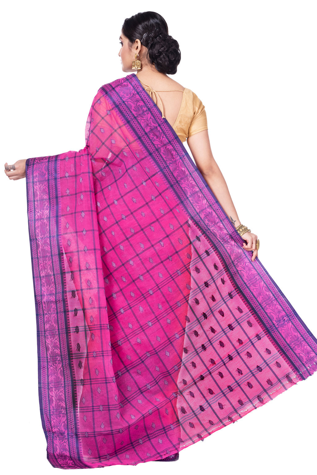 Pink Pure Cotton Diamond_Tant Tant Saree (643)